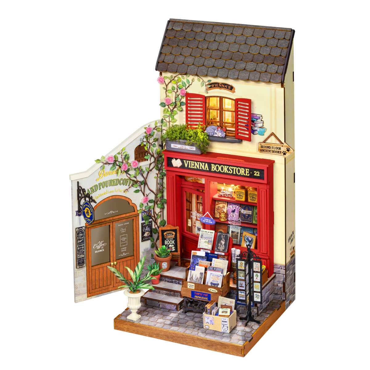 Vienna Bookstore Miniature House Kit completed product view