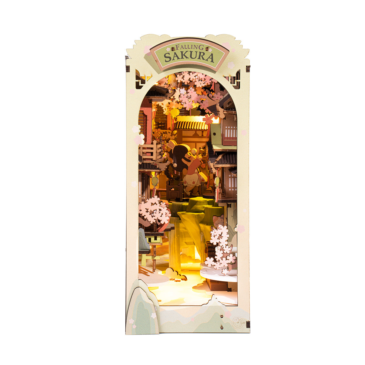 Falling Sakura Book Nook Kit completed product view