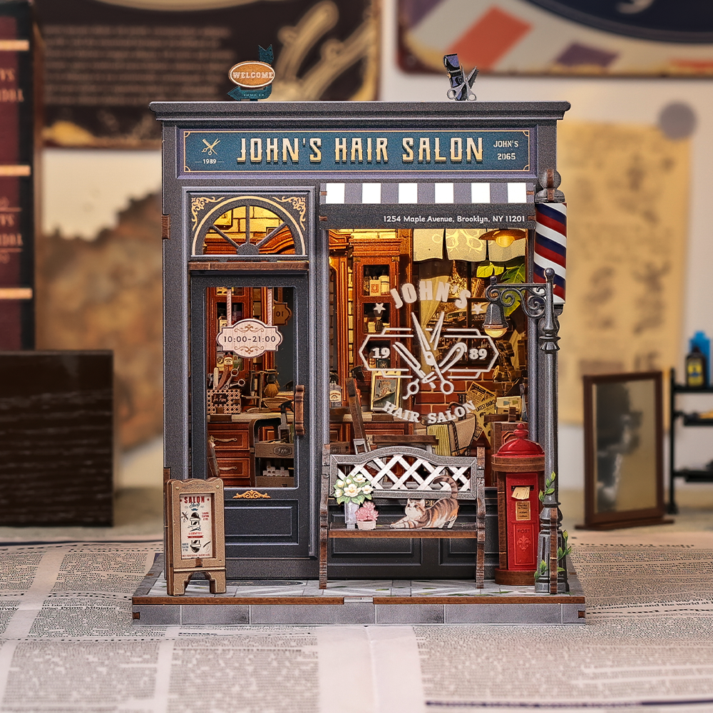 John's Hair Salon Miniature Kit completed product view