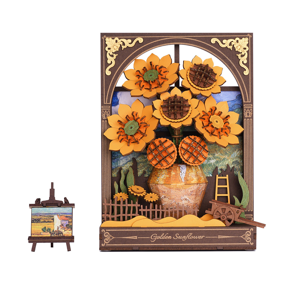 Rowood Golden Sunflower Wall Art Kit completed product view