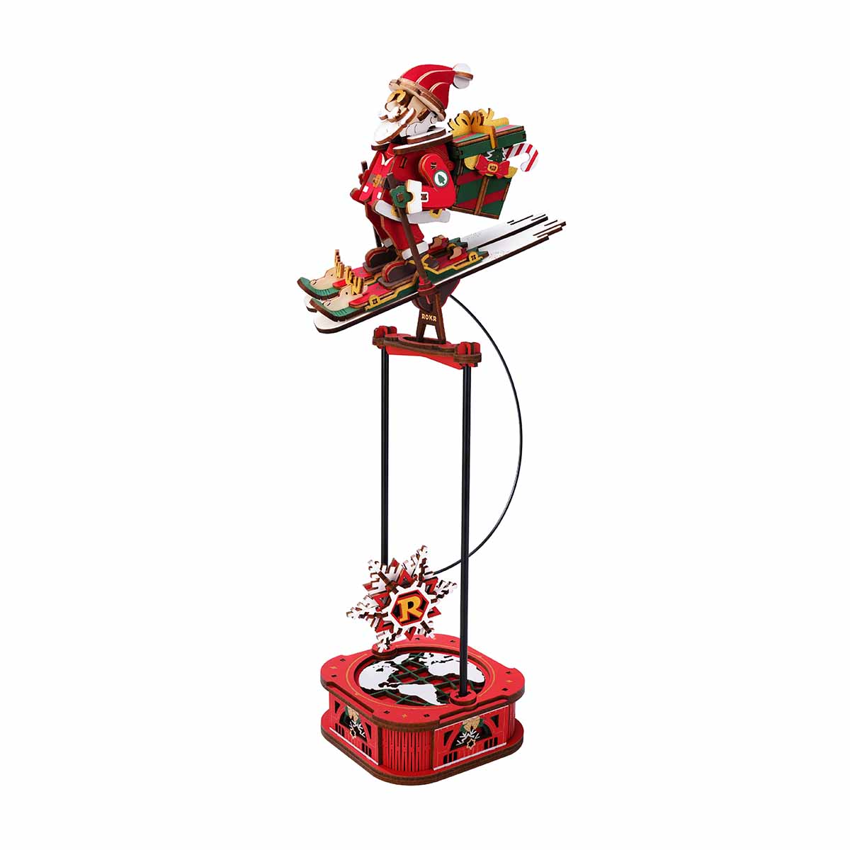 ROKR Santa on Skis Balance Toy Kit completed product view