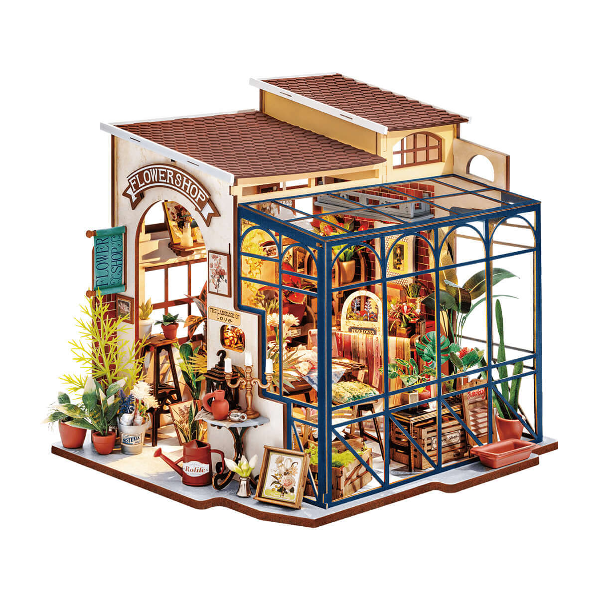 Emily's Flower Shop Miniature House Kit completed product view
