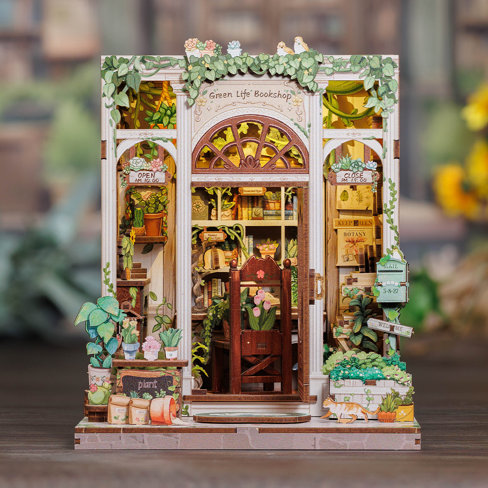 Green Life Bookshop Book Nook Kit completed product view