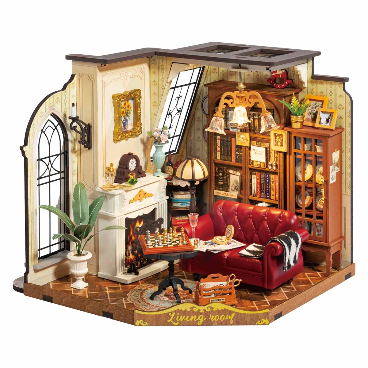 Catherine's Living Room Miniature House Kit completed product view