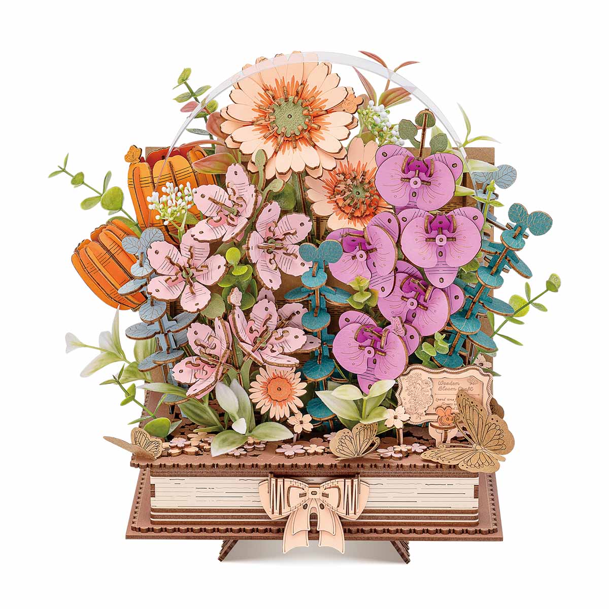 Completed Wooden Blooming Book flower model