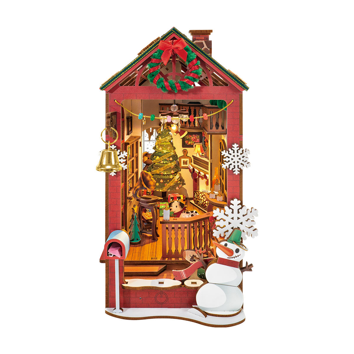 Christmas House Book Nook Kit completed product view
