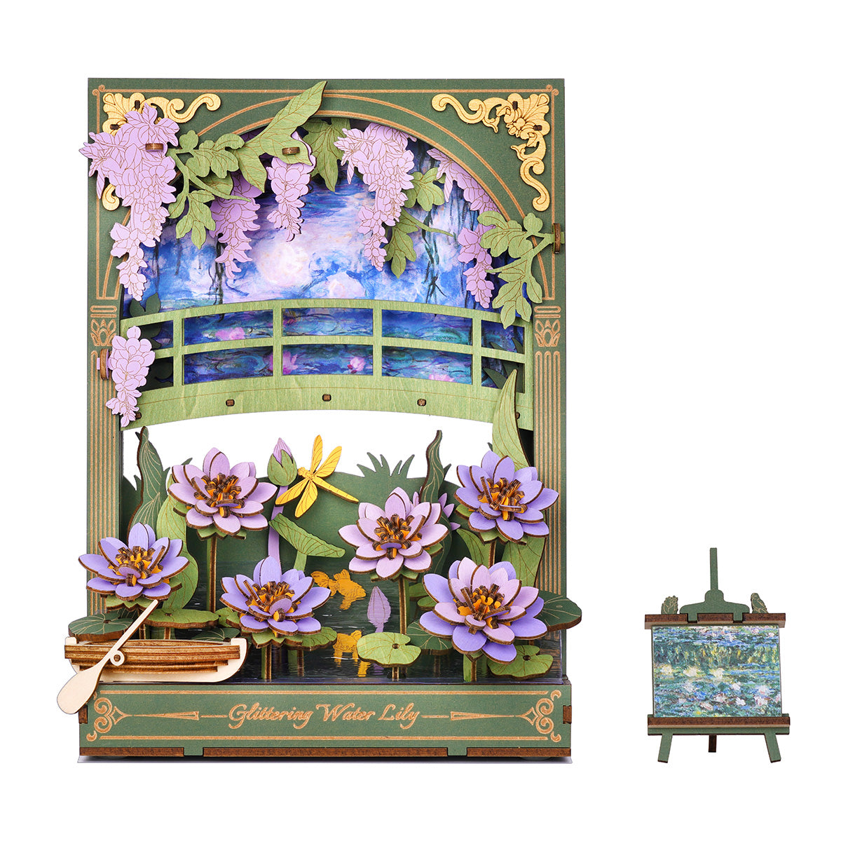 Rowood Glittering Water Lily Wall Art Kit completed product view