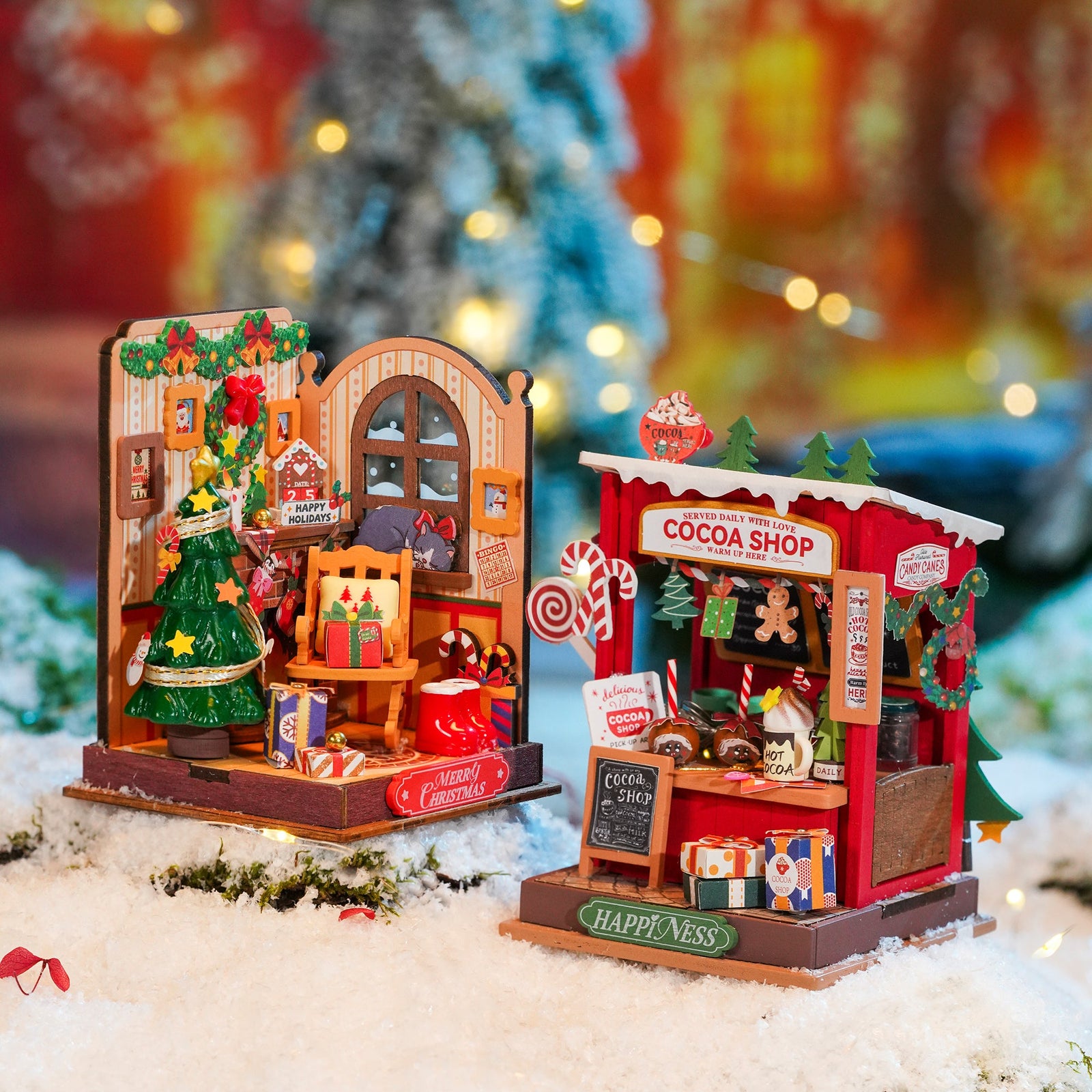 Christmas Fireplace Miniature Kit completed product view