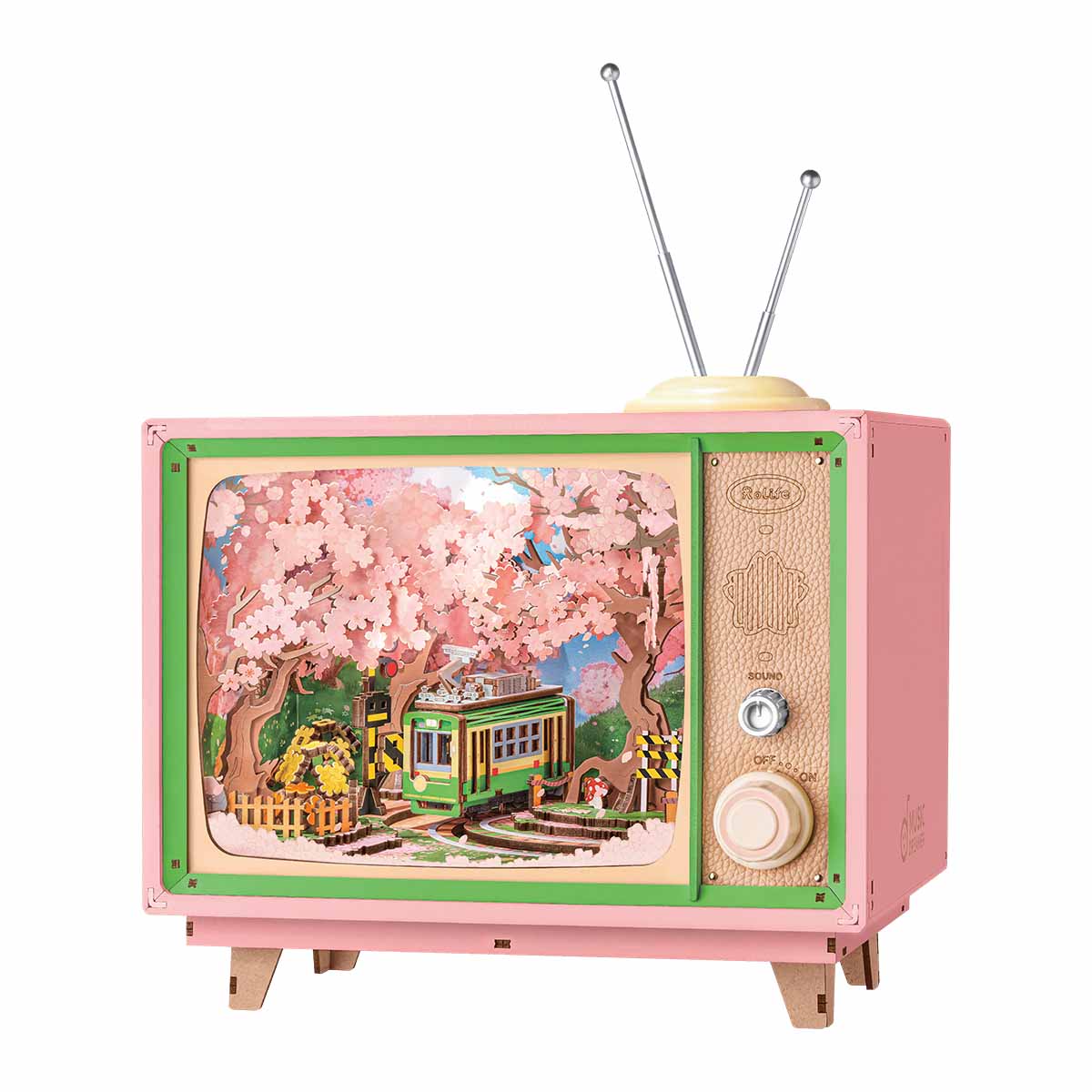 Rolife Sakura Dreamy Tour Music Box Kit completed product view