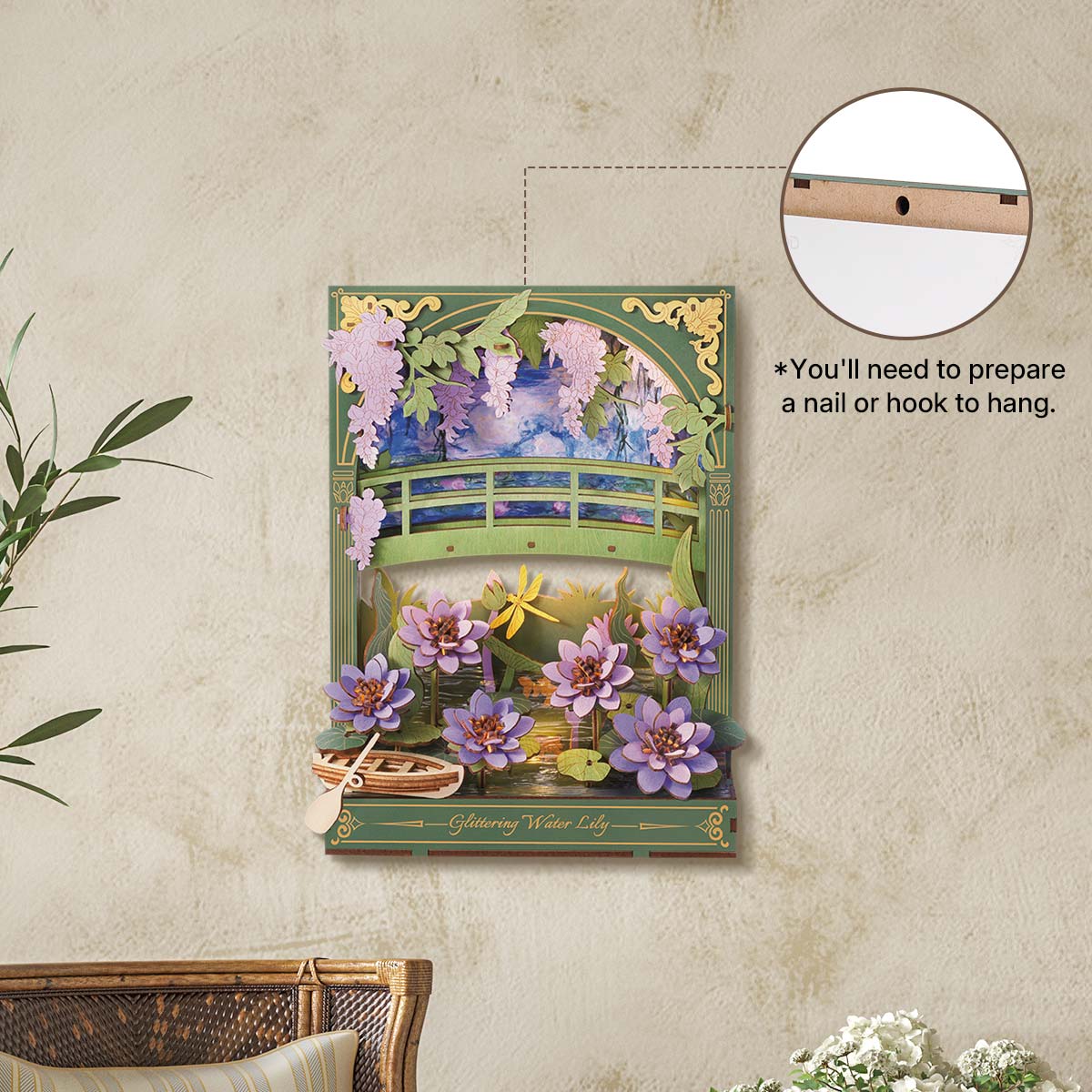 Rowood Glittering Water Lily Wall Art Kit official detail view 3