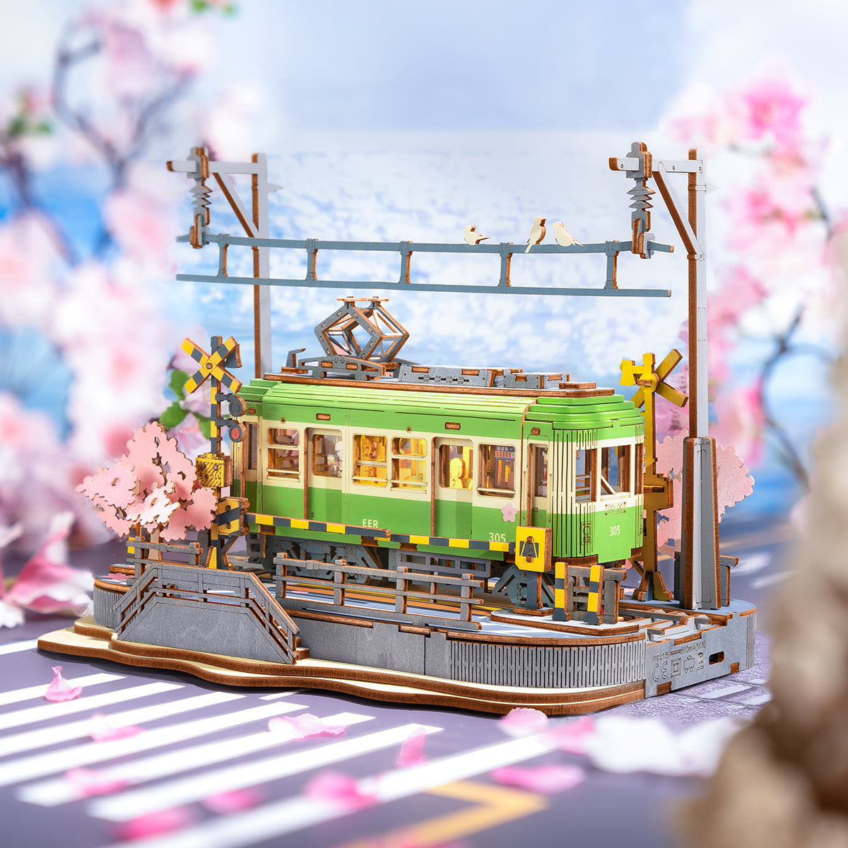 Rolife Sakura Journey Wooden Model Kit official detail view 3