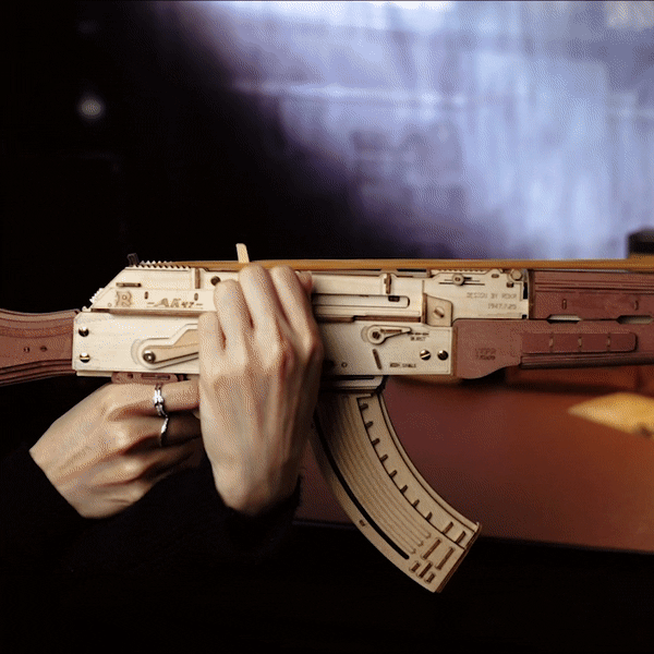 ROKR AK-47 Wooden Model Kit completed product view