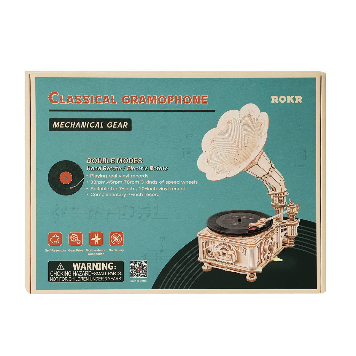 ROKR Classic Gramophone Electric Model Kit official detail view 6