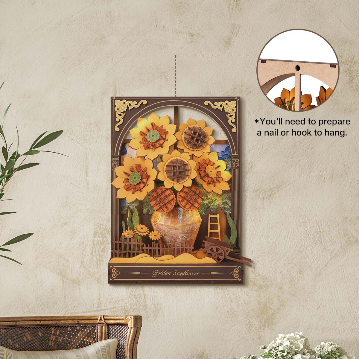 Rowood Golden Sunflower Wall Art Kit official detail view 3
