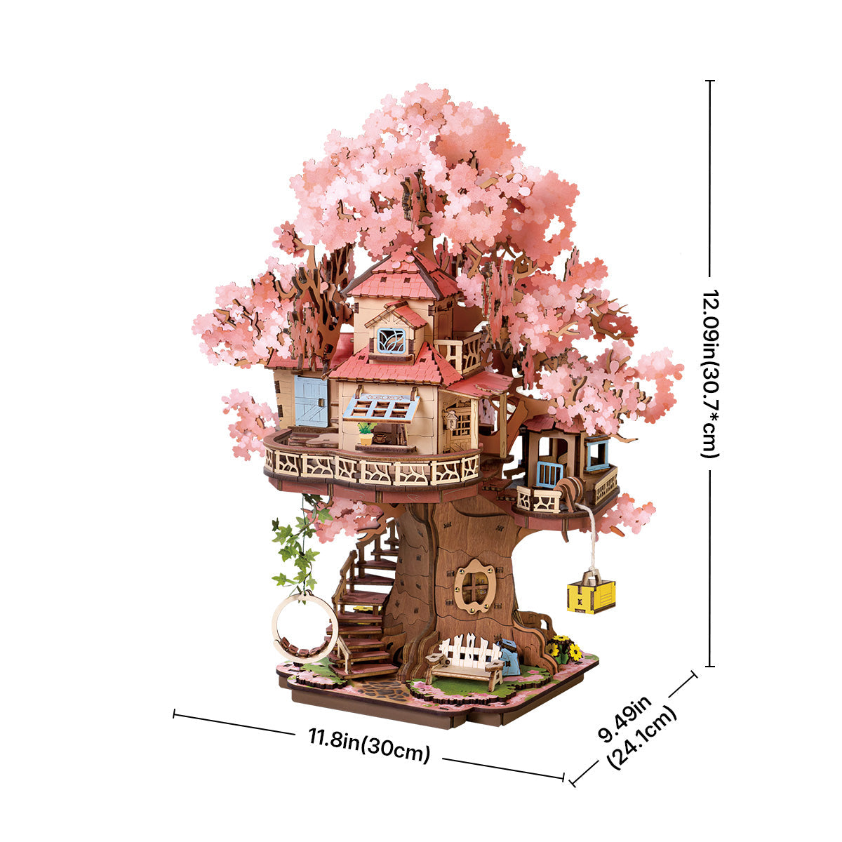 Rolife Sakura Tree House Wooden Model Kit official detail view 7