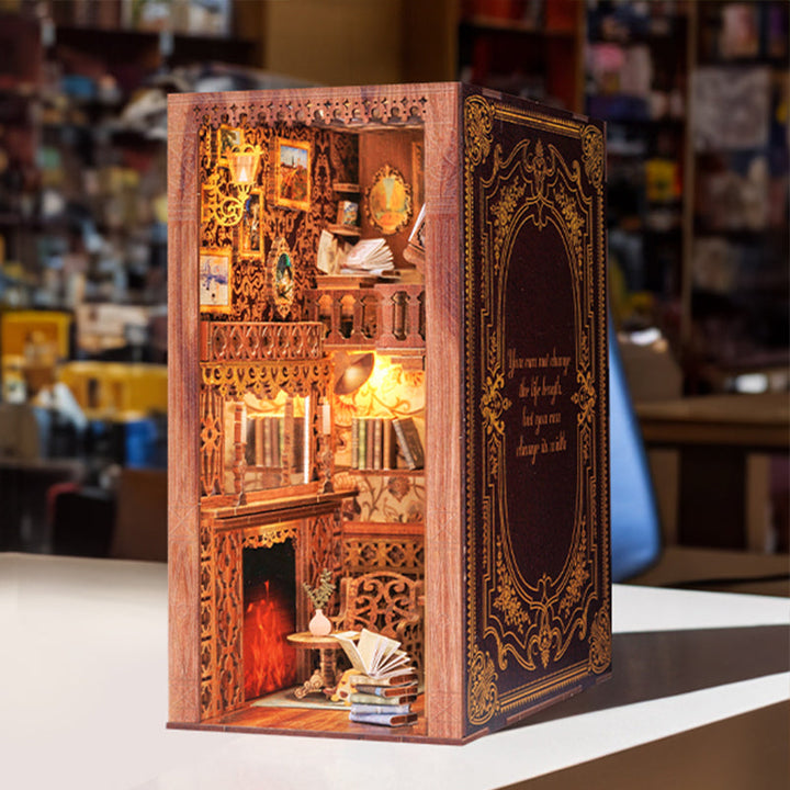 Completed illuminated Eternal Bookstore book nook