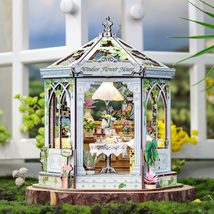 Windsor Flower House Miniature Kit completed product view