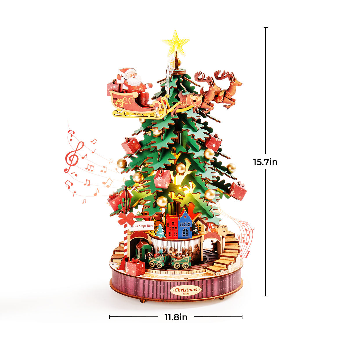 Rolife Christmas Melody Tree Music Box Kit official detail view 8