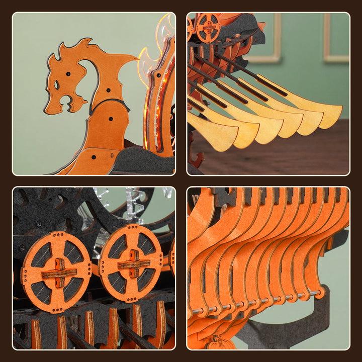 ROKR Viking Dragon Ship Mechanical Kit completed product view
