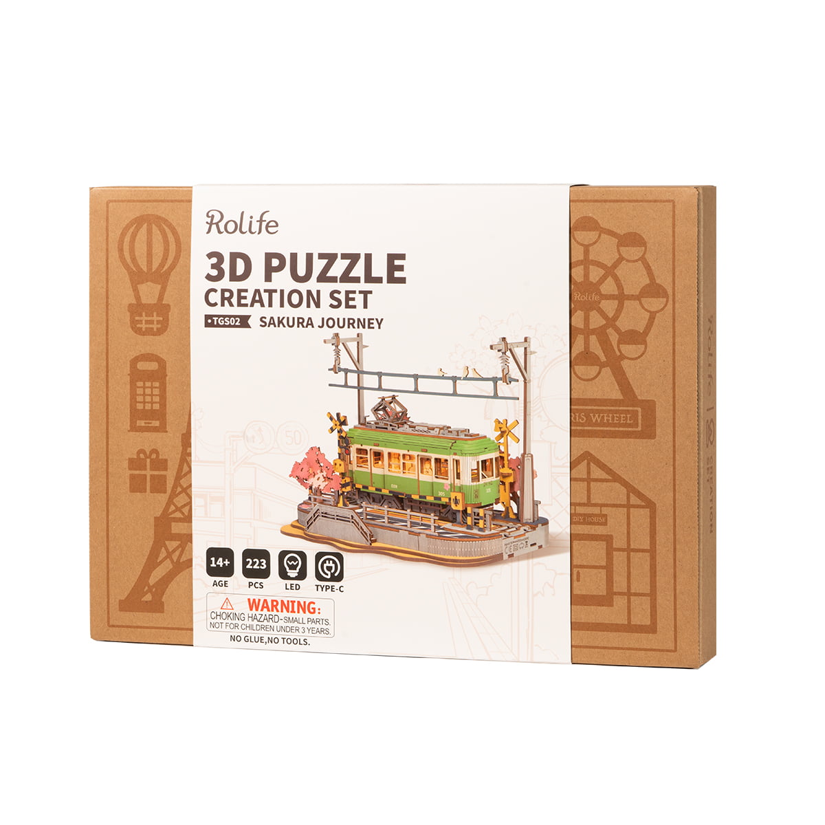 Rolife Sakura Journey Wooden Model Kit official detail view 8