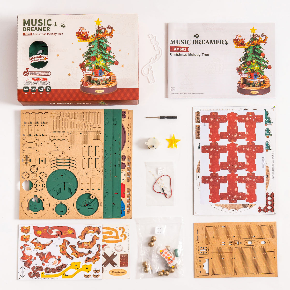 Rolife Christmas Melody Tree Music Box Kit official detail view 3