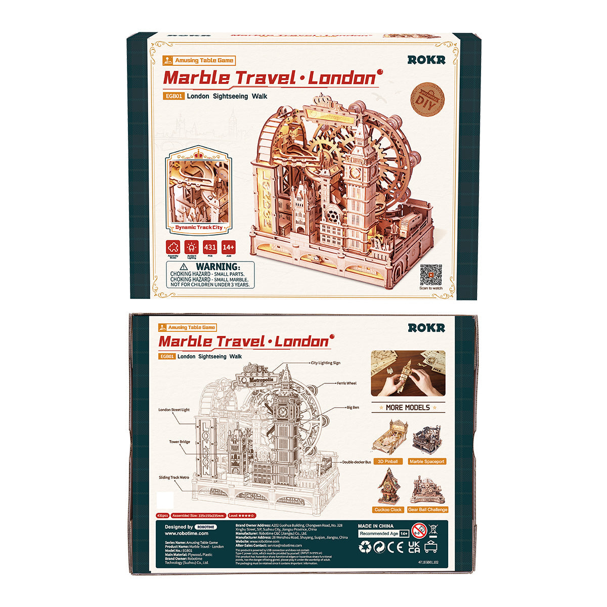 ROKR Marble Travel London Marble Run Kit official detail view 8