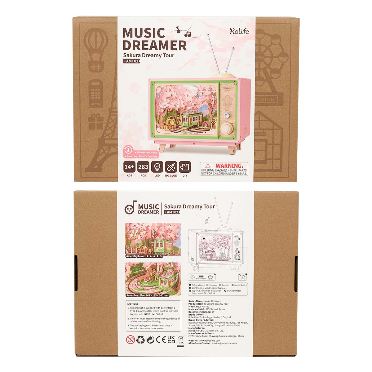 Rolife Sakura Dreamy Tour Music Box Kit official detail view 8