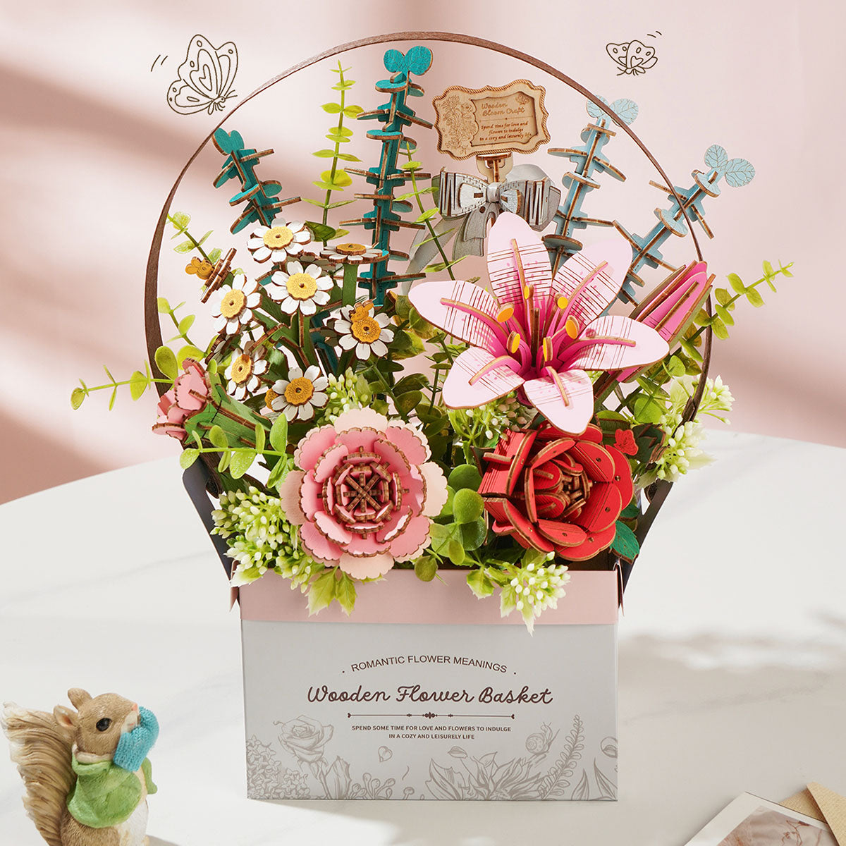 Rowood Wooden Flower Basket Kit official detail view 2