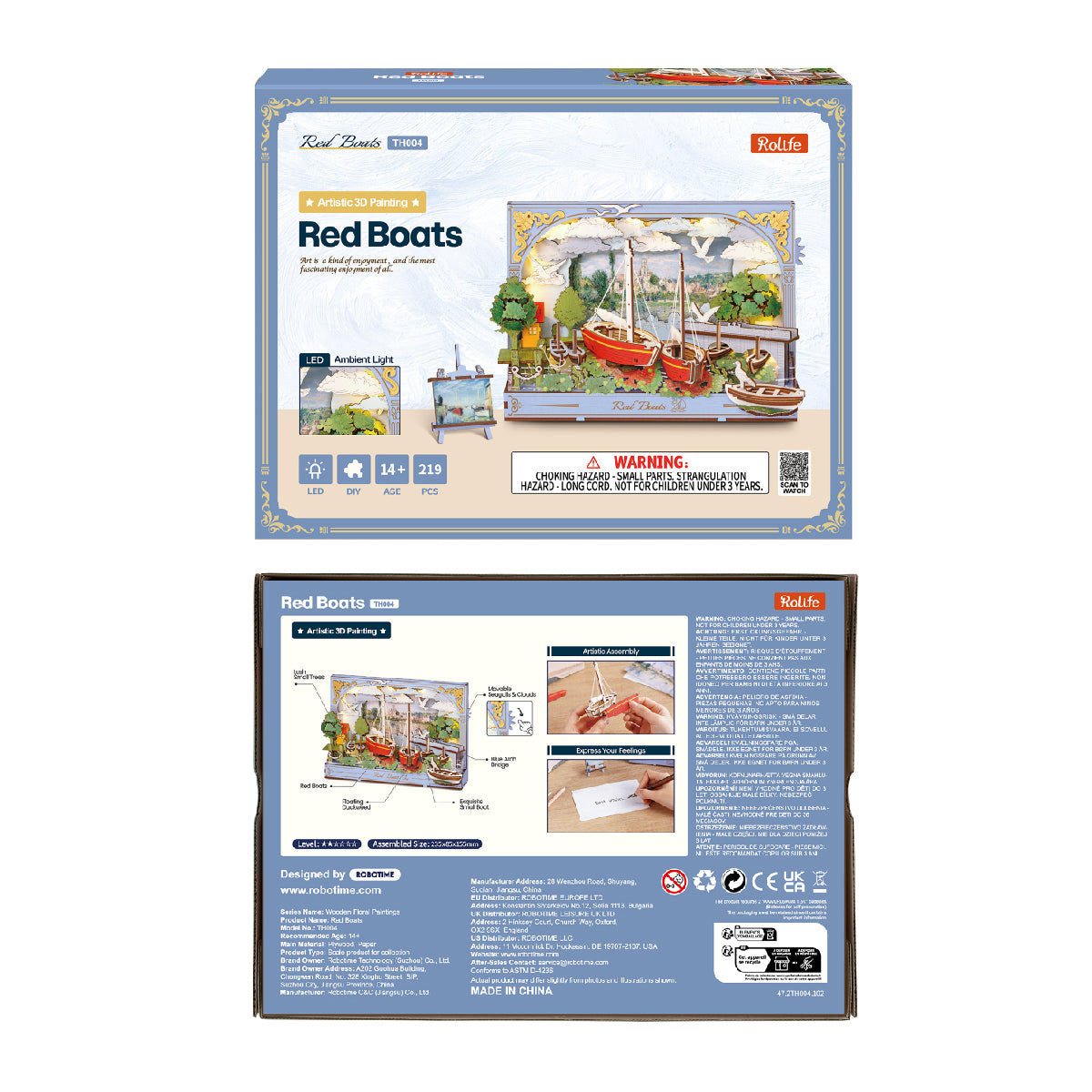 Rowood Red Boats Wooden Wall Art Kit official detail view 7