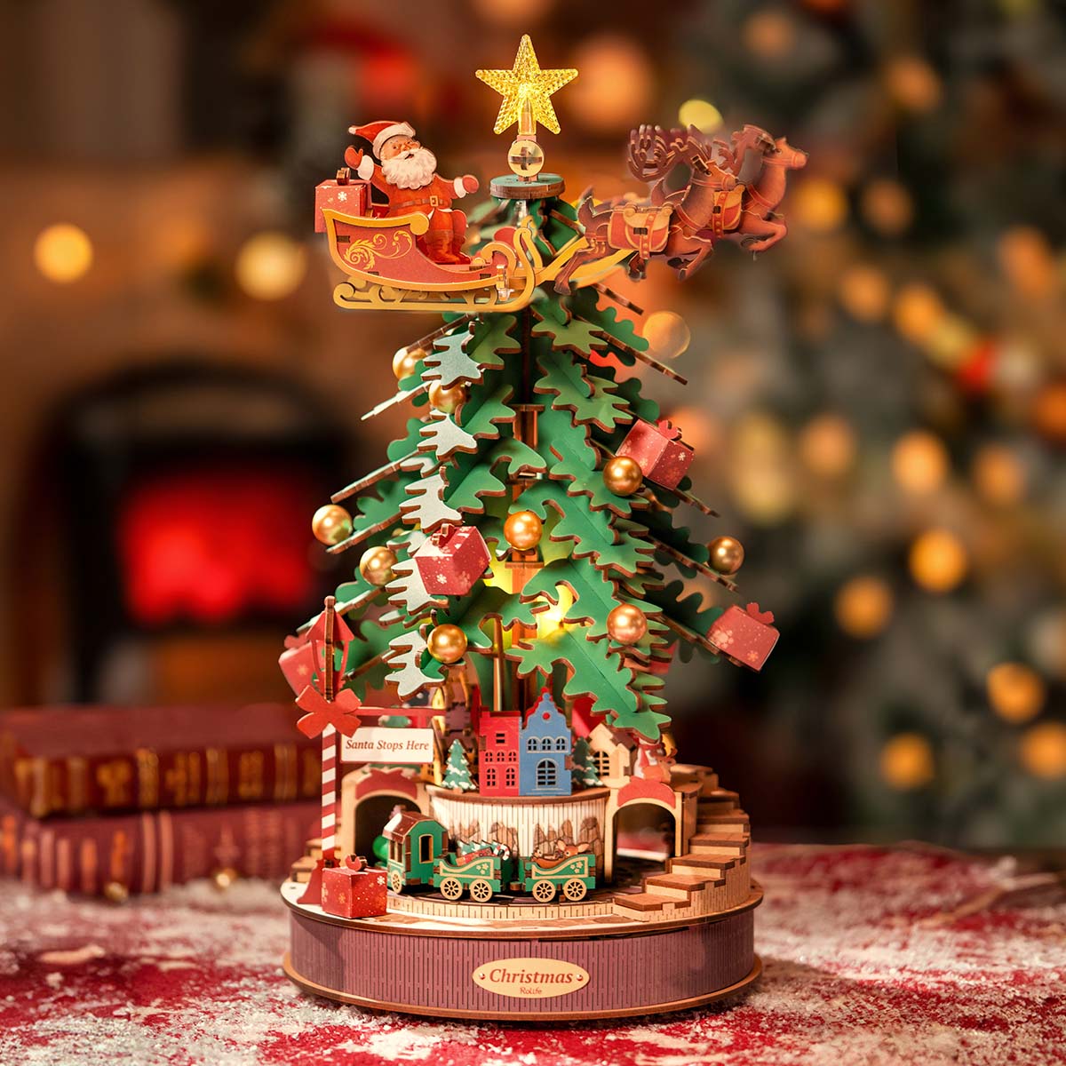 Rolife Christmas Melody Tree Music Box Kit official detail view 4