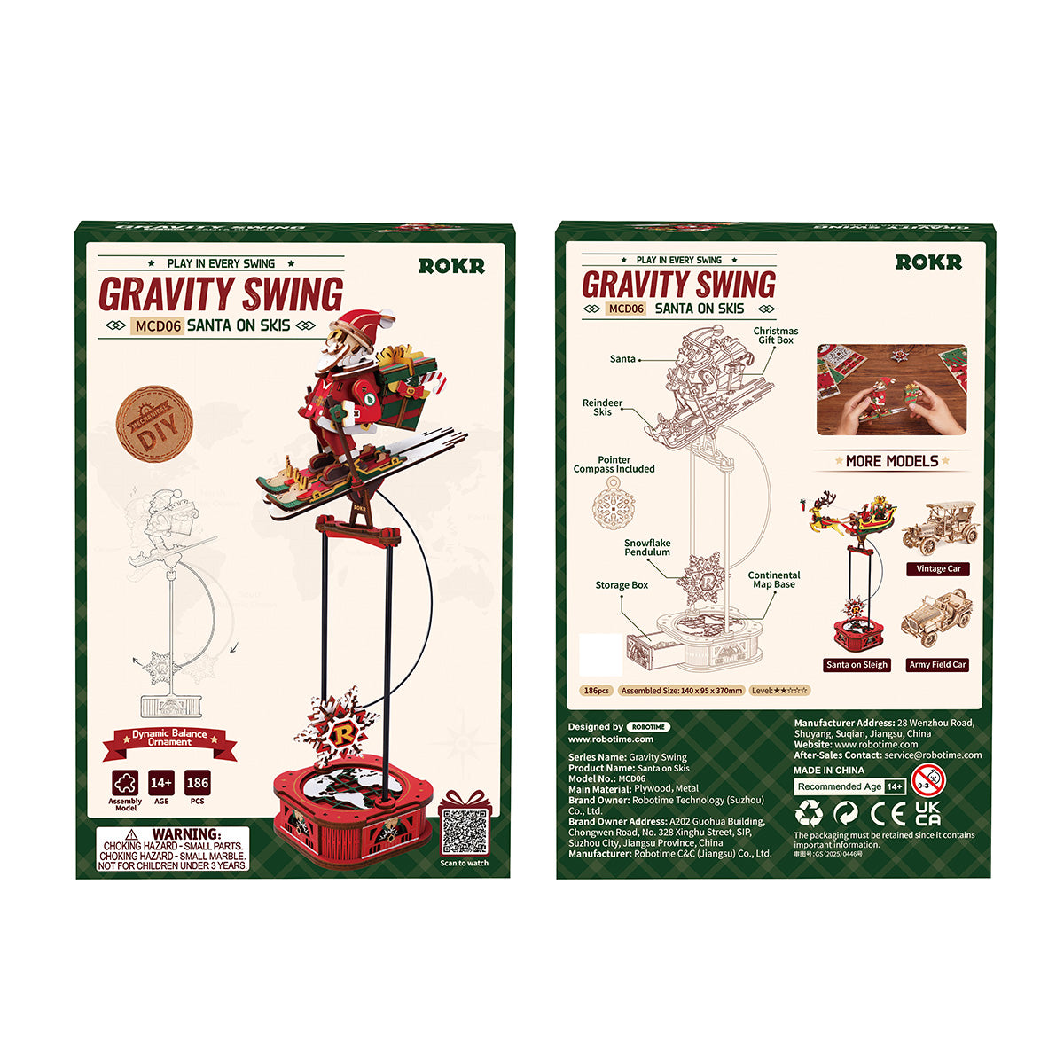 ROKR Santa on Skis Balance Toy Kit official detail view 7
