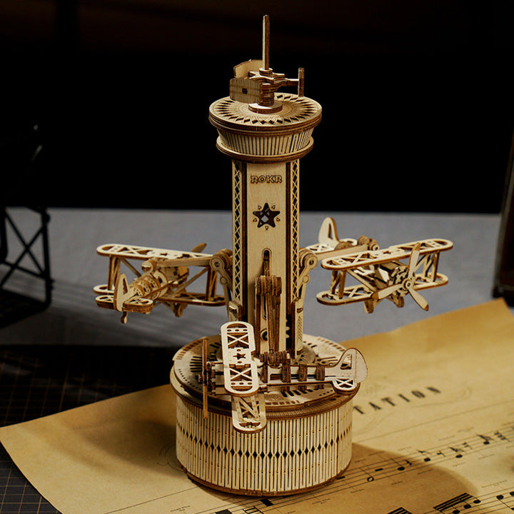ROKR Airplane Control Tower Music Box Kit official detail view 2