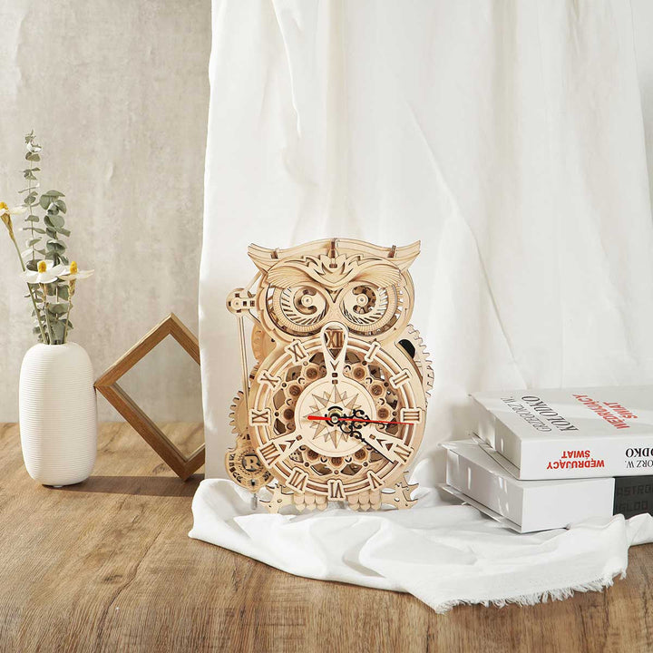 ROKR Owl Clock Model Kit completed product view