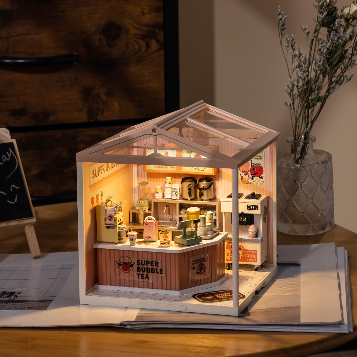 Bubble Tea House Miniature Kit completed product view