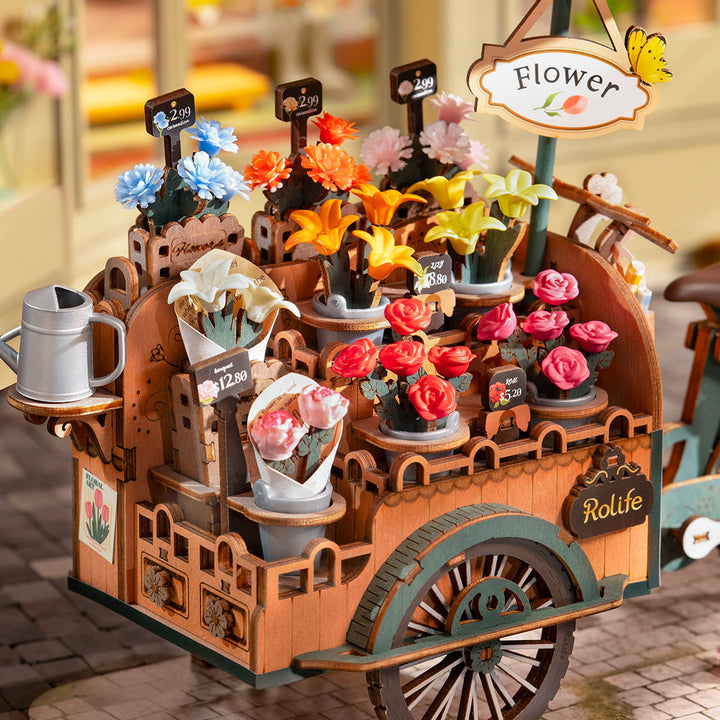 Rolife Blossom Cart Wooden Model Kit official detail view 3
