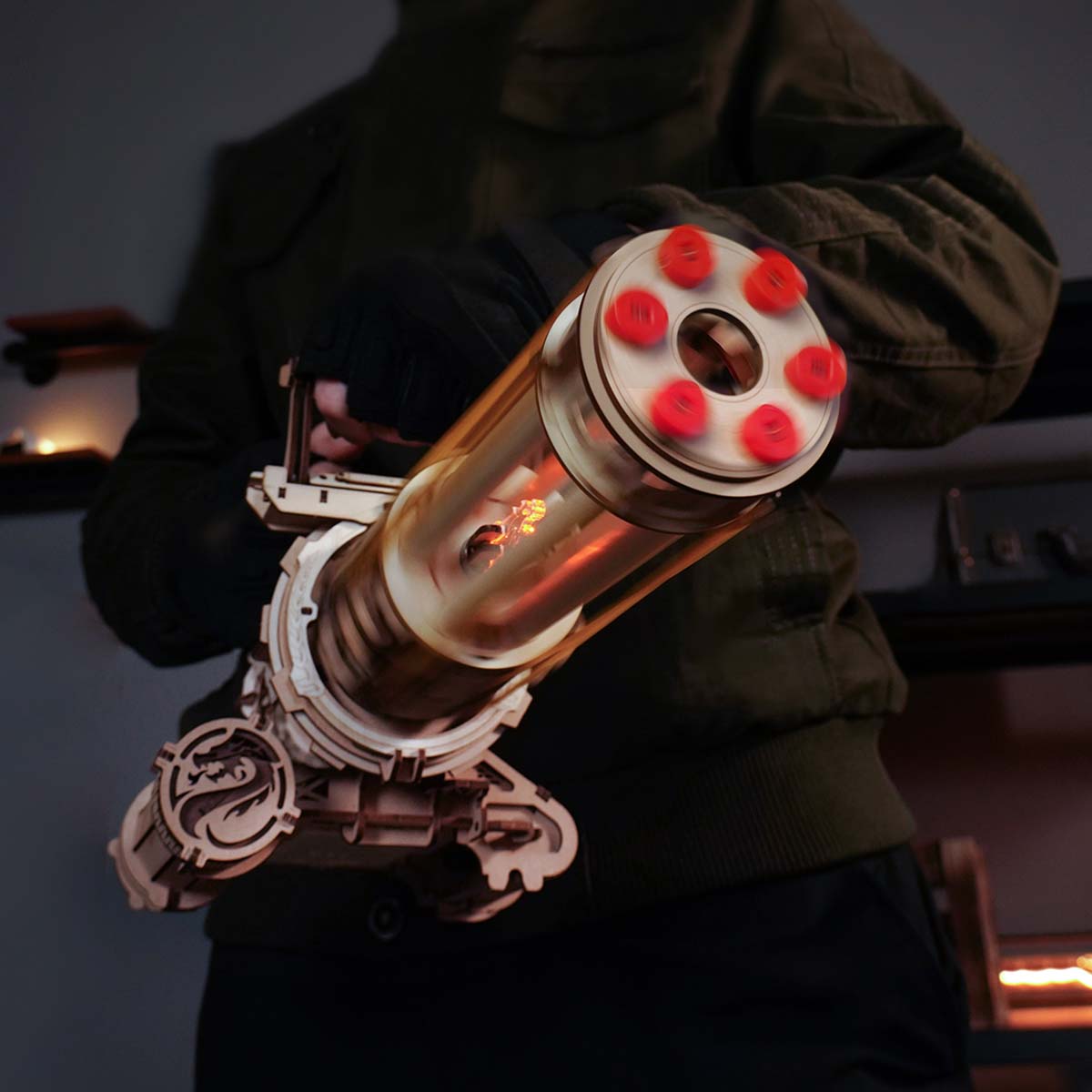 ROKR Rotating-Barrel Wooden Model Kit official product view 4