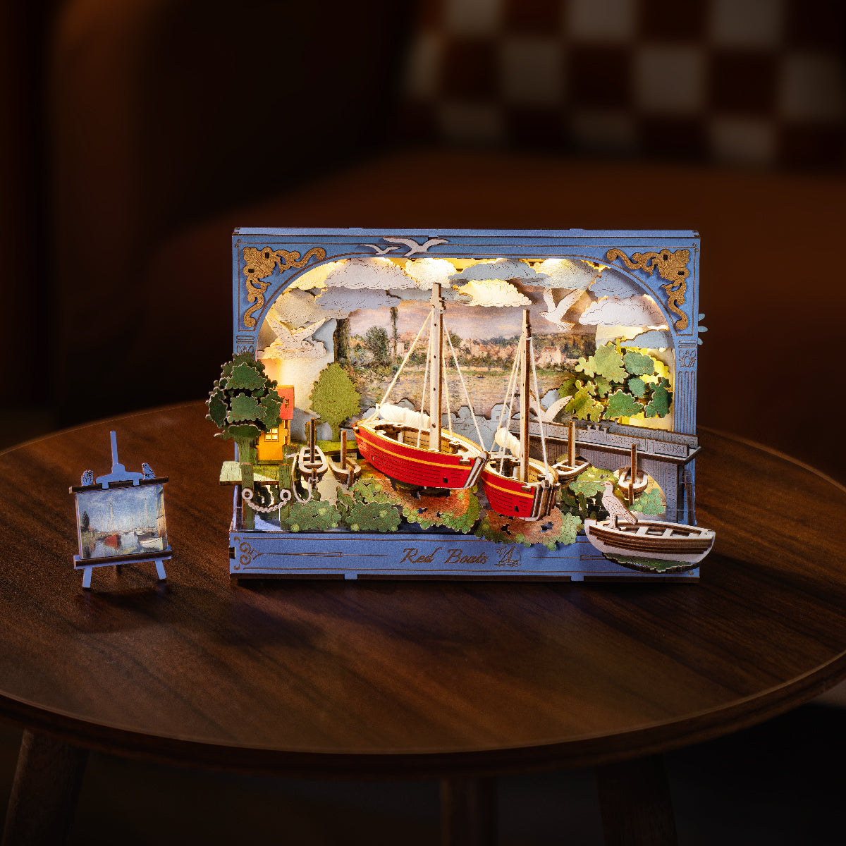 Rowood Red Boats Wooden Wall Art Kit official detail view 2