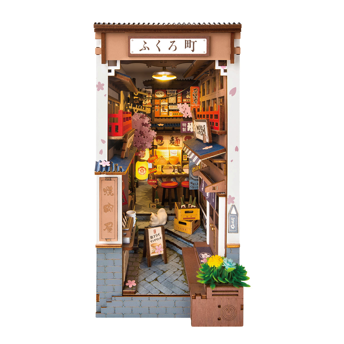Sakura Wine Alley Book Nook Kit completed product view