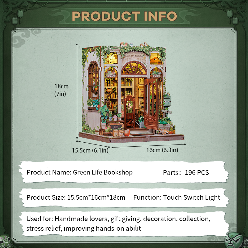 Green Life Bookshop Book Nook Kit official product view 16