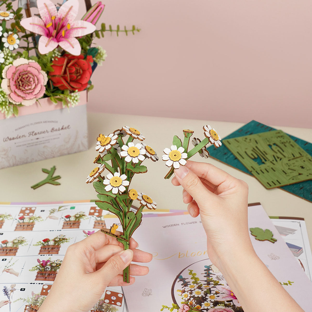 Rowood Wooden Flower Basket Kit official detail view 5