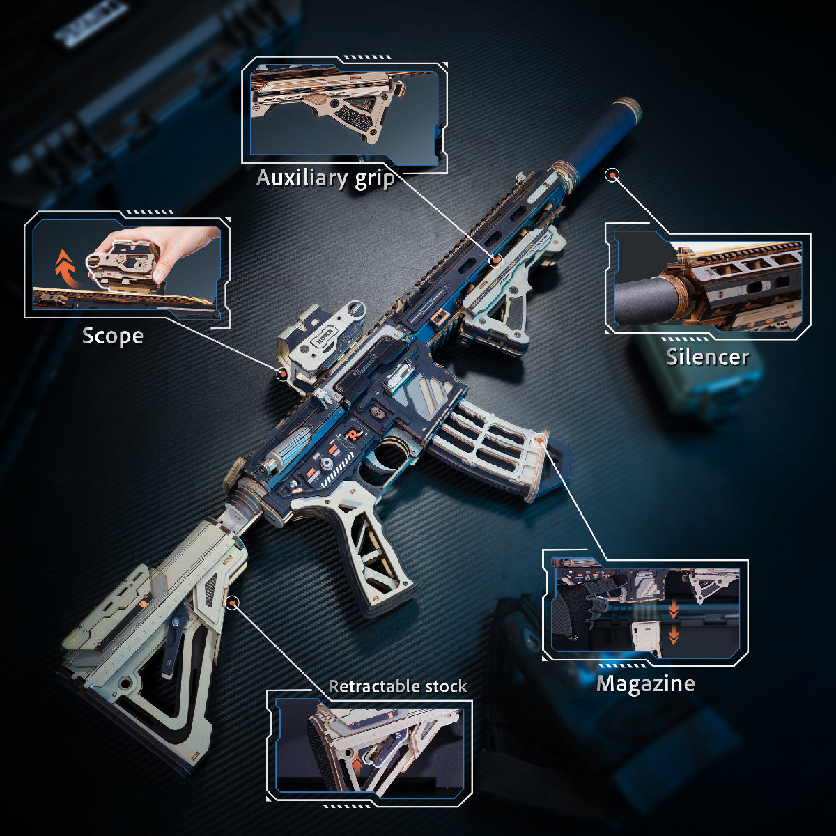 ROKR M416 Carbine Mechanical Model Kit official detail view 4