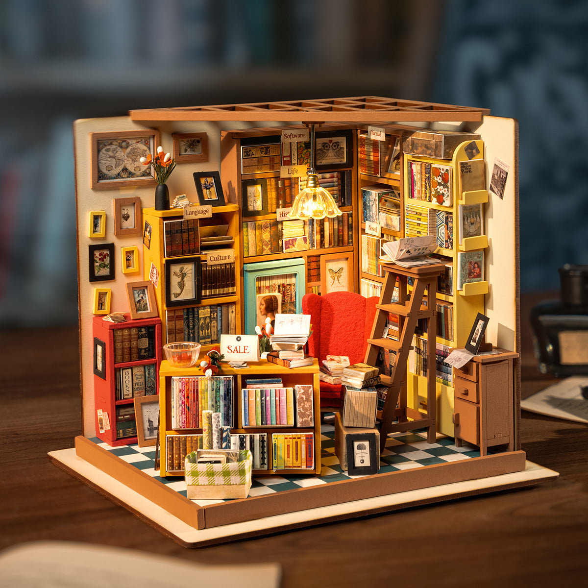 Sam's Study Library Miniature House Kit completed product view