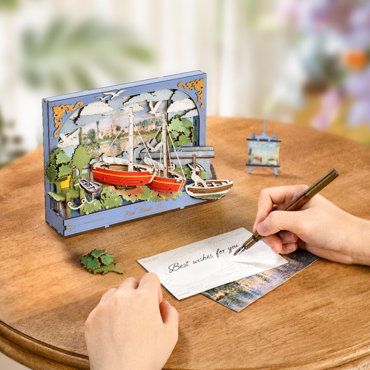Rowood Red Boats Wooden Wall Art Kit official detail view 5