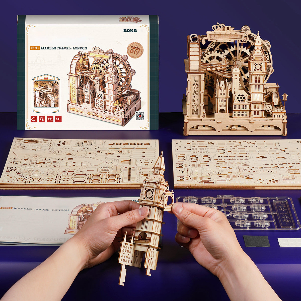 ROKR Marble Travel London Marble Run Kit official detail view 6