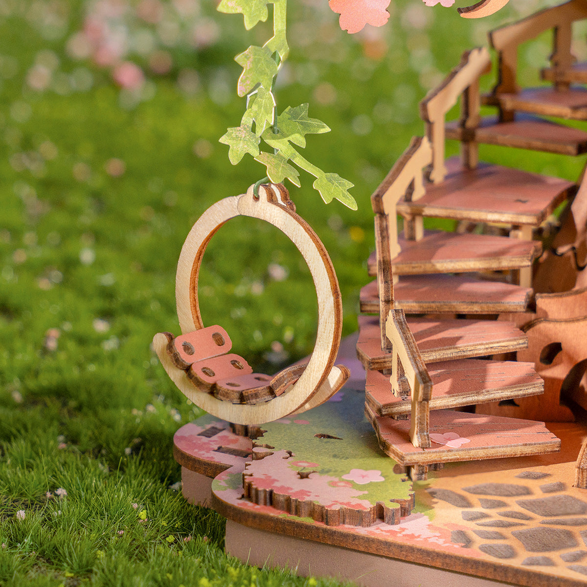 Rolife Sakura Tree House Wooden Model Kit official detail view 4