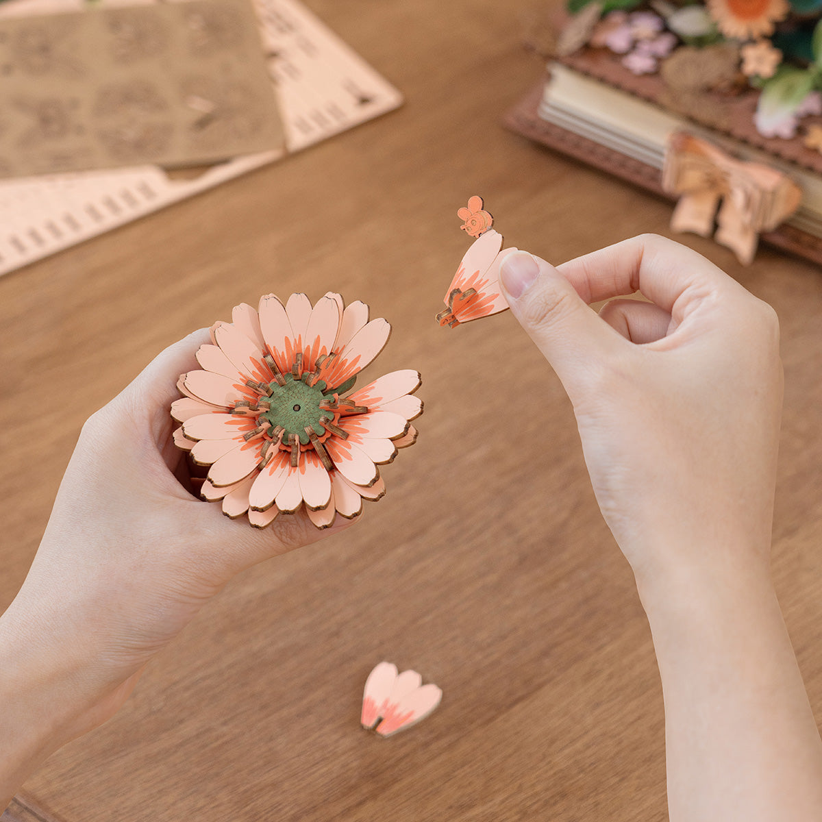 Wooden flower assembly detail