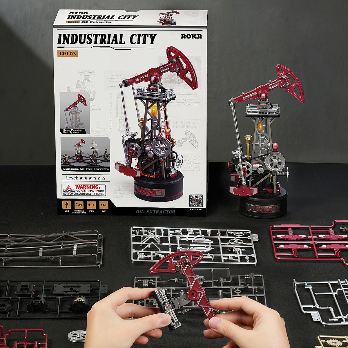 ROKR Oil Pump Jack Mechanical Model Kit official detail view 5