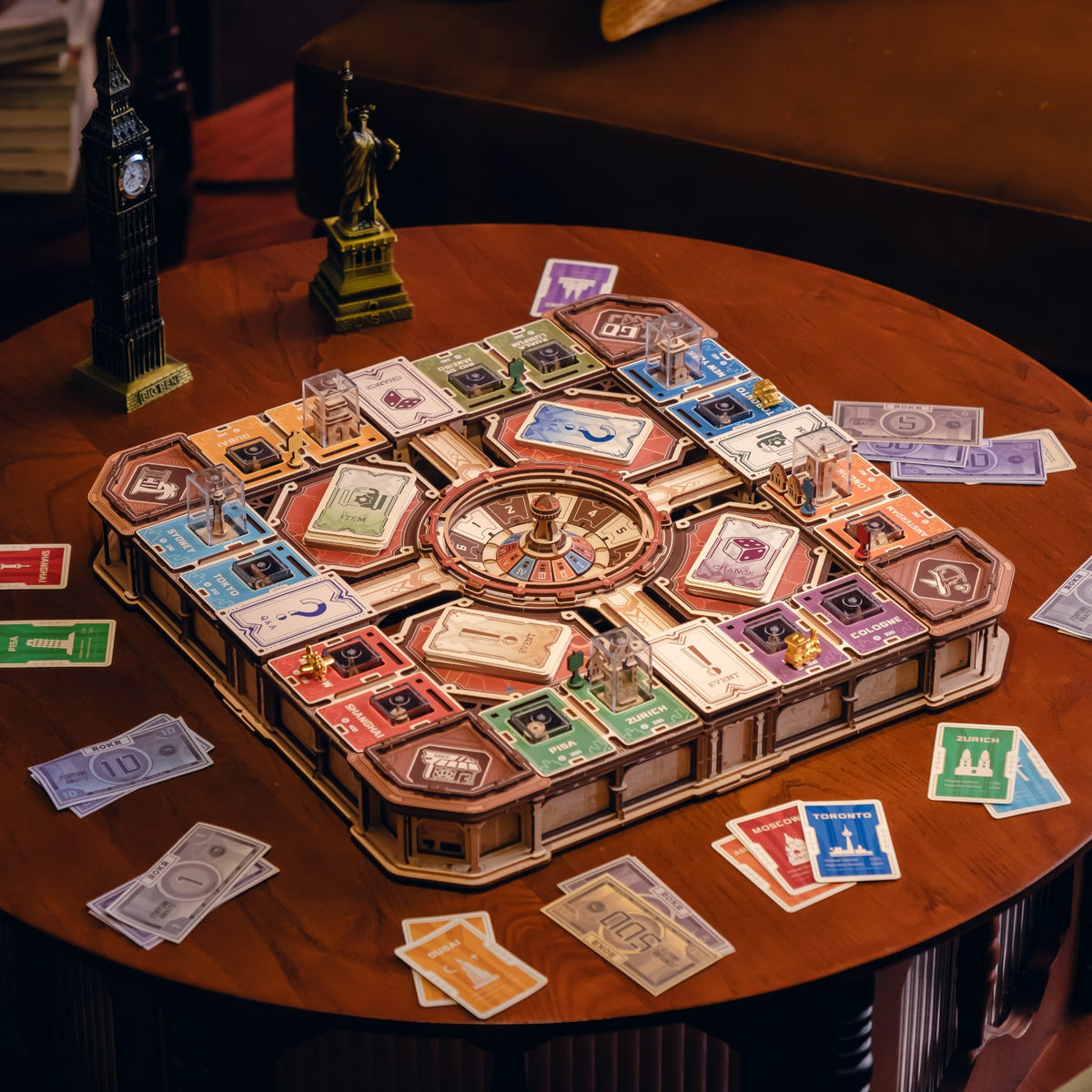 ROKR Fortune Quest board game in a dark tabletop setting