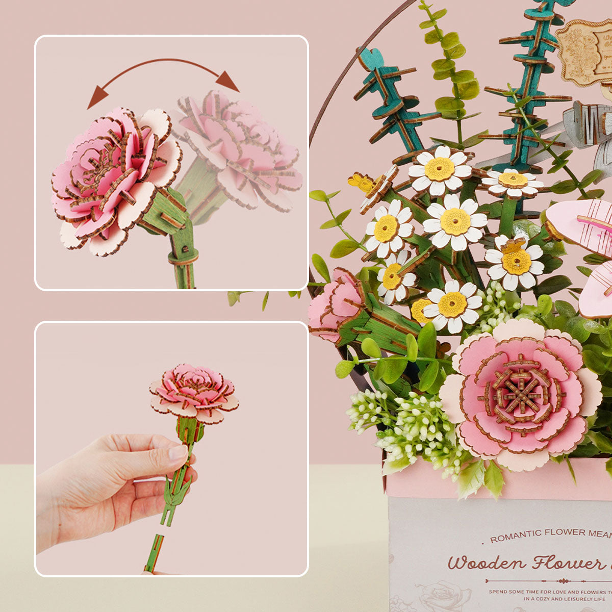 Rowood Wooden Flower Basket Kit official detail view 6