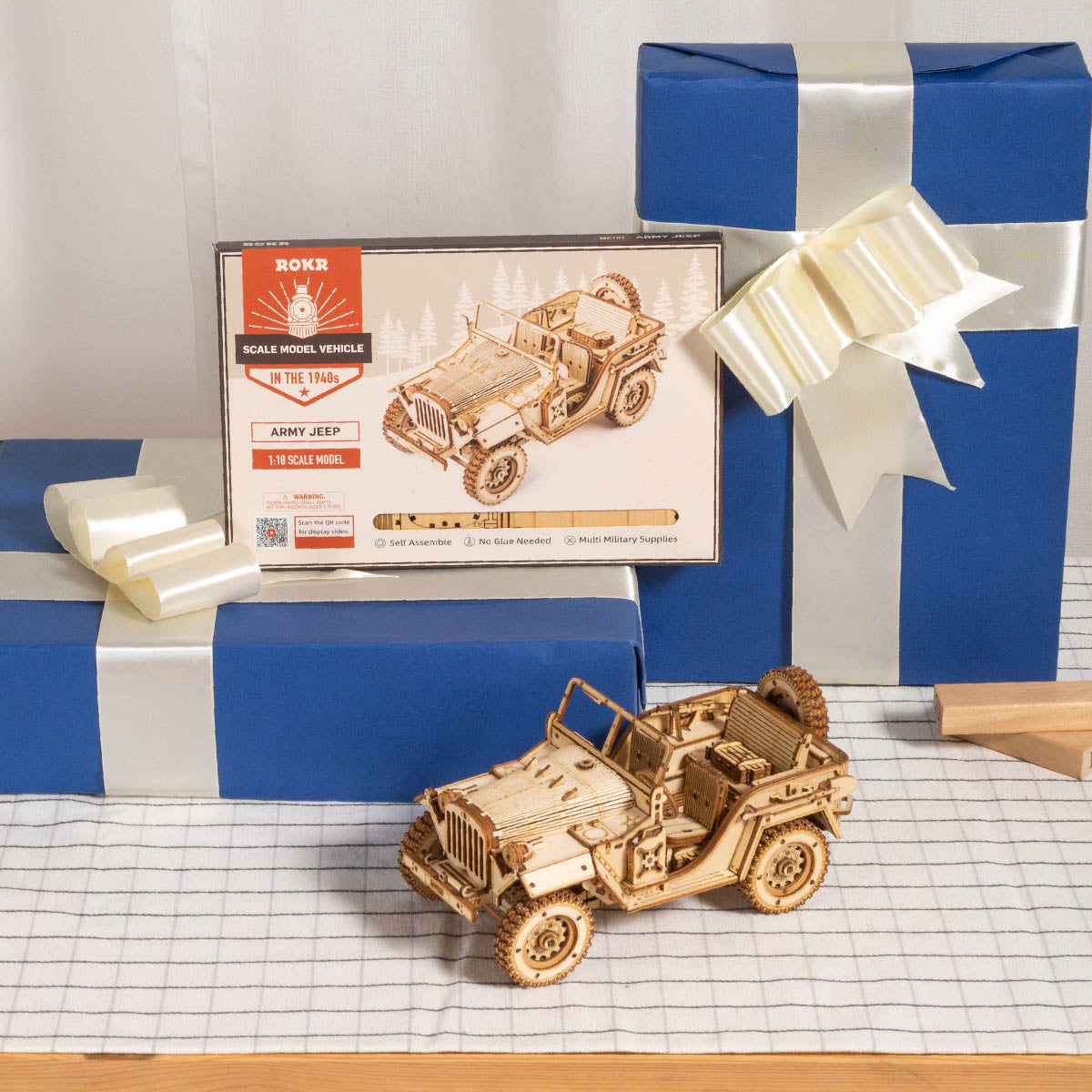 ROKR Army Jeep Model Kit official product view 4